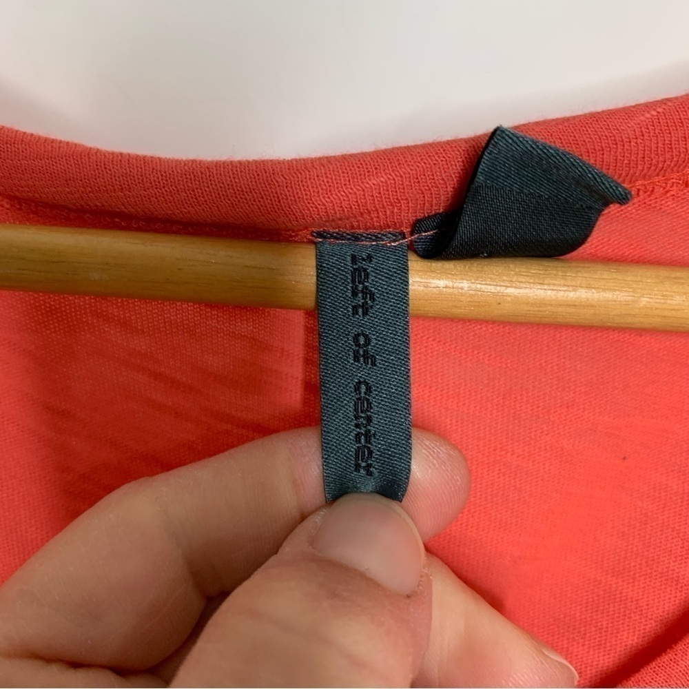 Anthropologie Left of Center Womens Size M Short Sleeve Coral Pink Peplum Hem - Picture 3 of 5